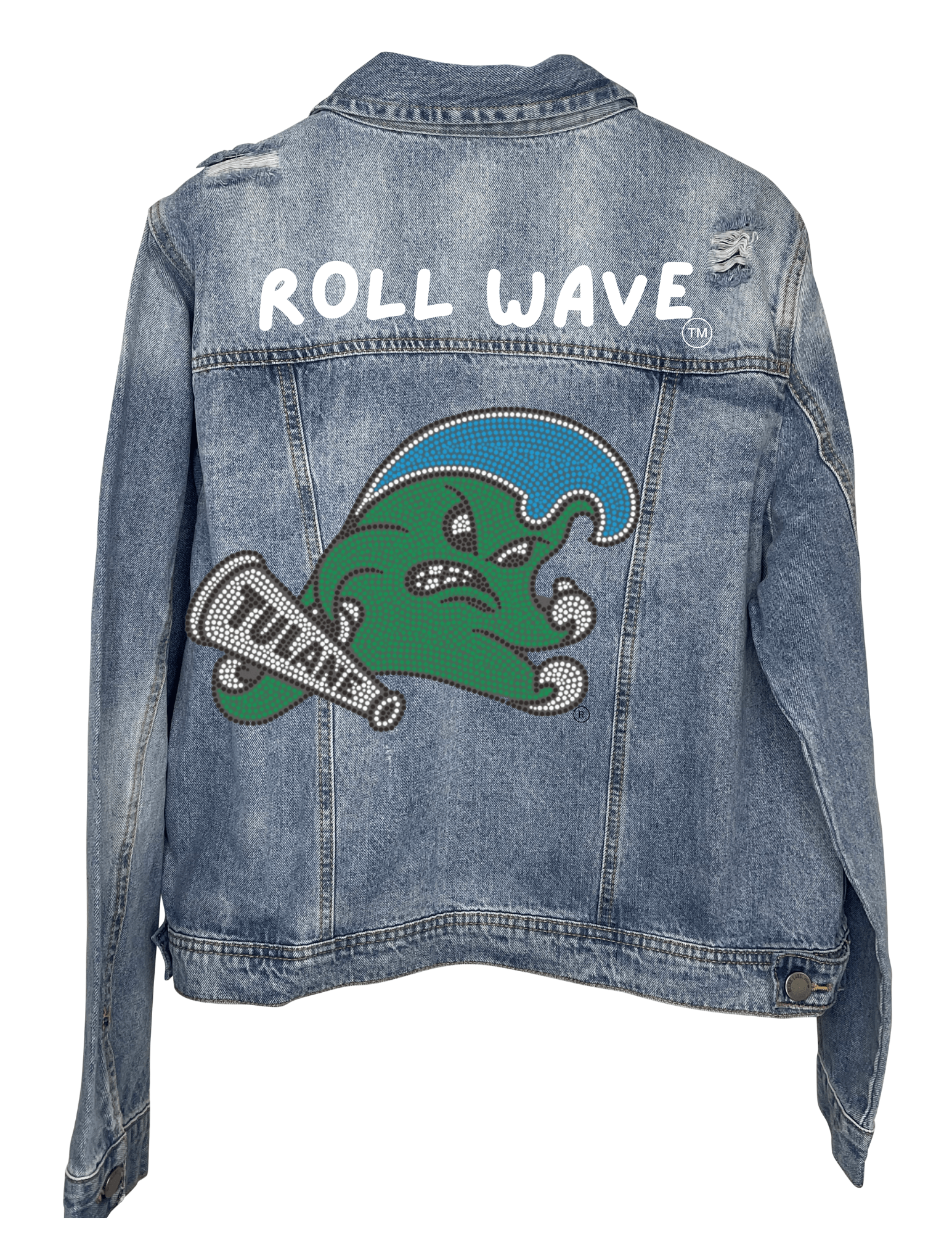 Game Day Jacket, Blue Denim, Tulane Roll Green Wave