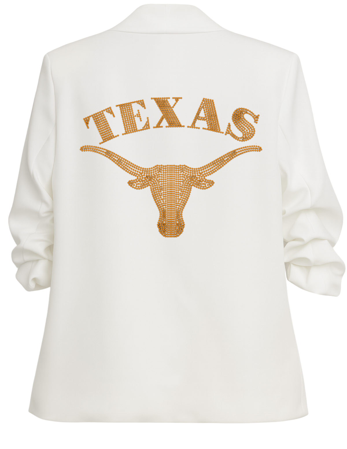 University of Texas-Austin Longhorn White Ruched Sleeve Blazer