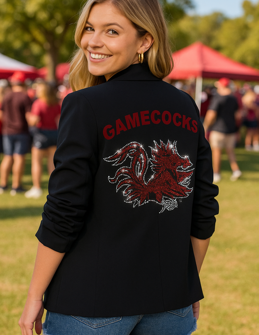 Licensed Game Day Blazer, Black Ruched, University of South Carolina, Gamecock