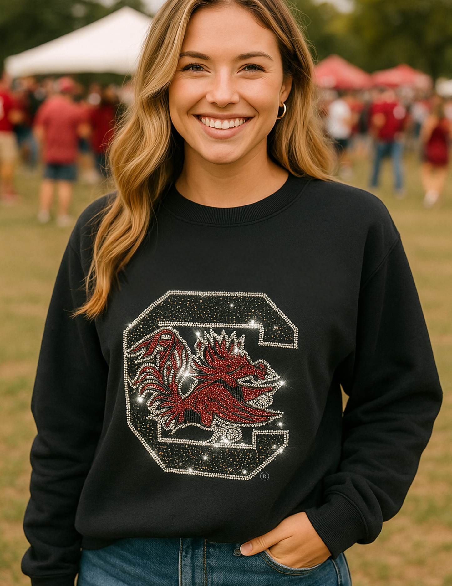 Licensed Game Day Sweatshirt, Crewneck Black, South Carolina Gamecocks