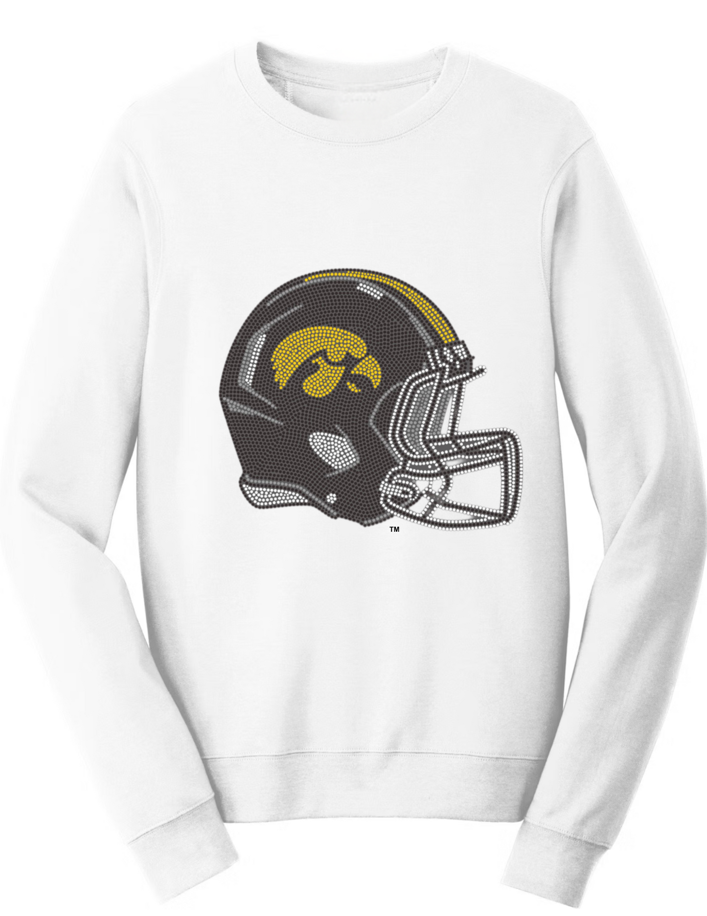 Licensed Game Day Sweatshirt, White, Univ of Iowa Helmet