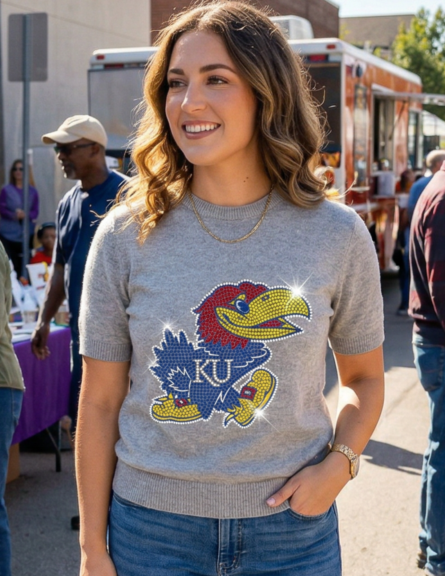 University of Kansas Jayhawks Gray Crewneck Sweater