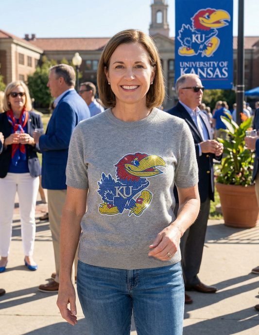 University of Kansas Jayhawks Gray Crewneck Sweater