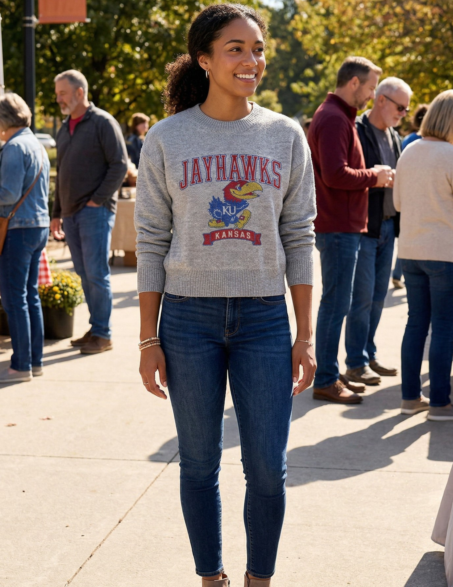 University of Kansas Jayhawks KU Kansas Gray Crewneck Sweater