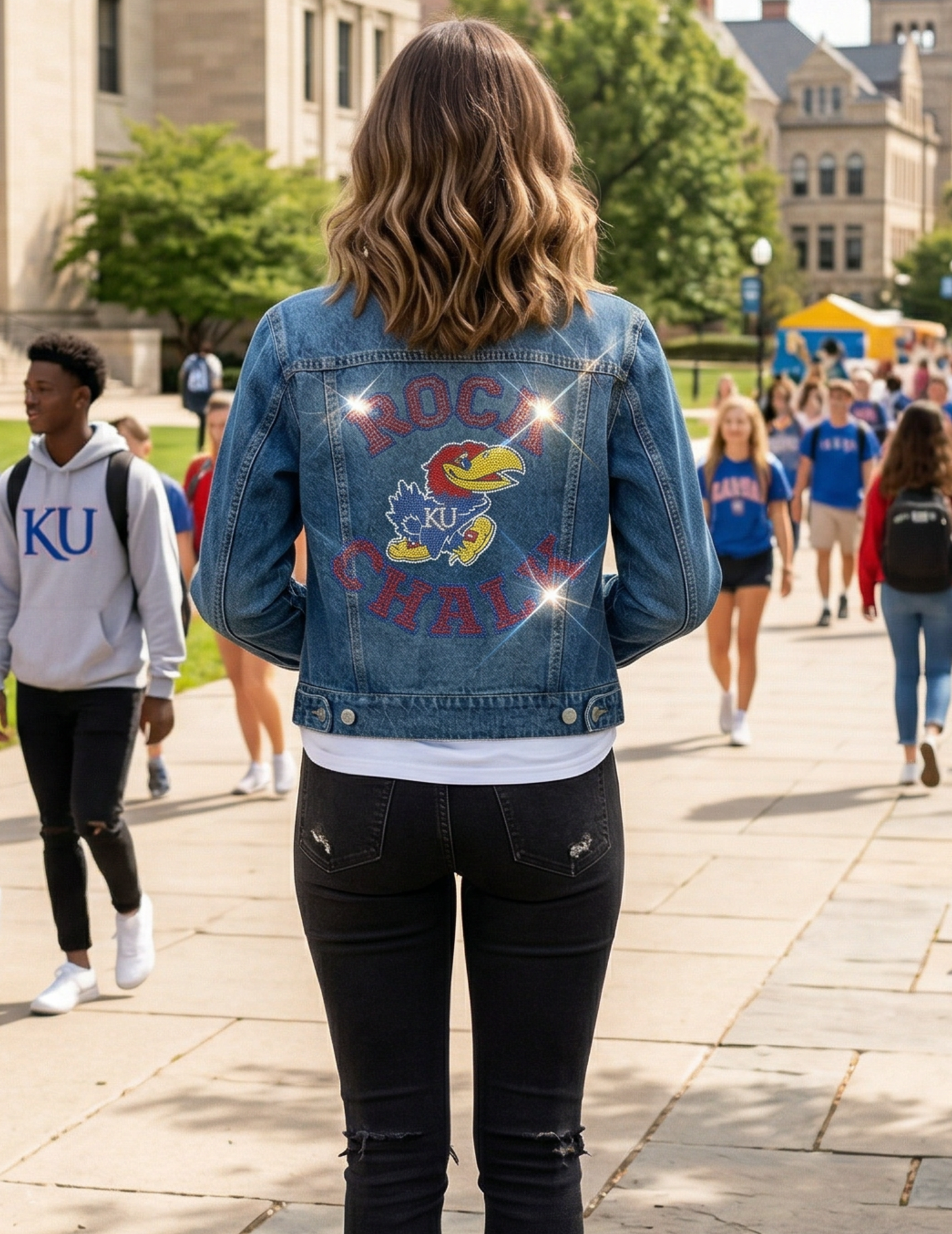 University of Kansas Jayhawk Rock Chalk Blue Denim Jacket
