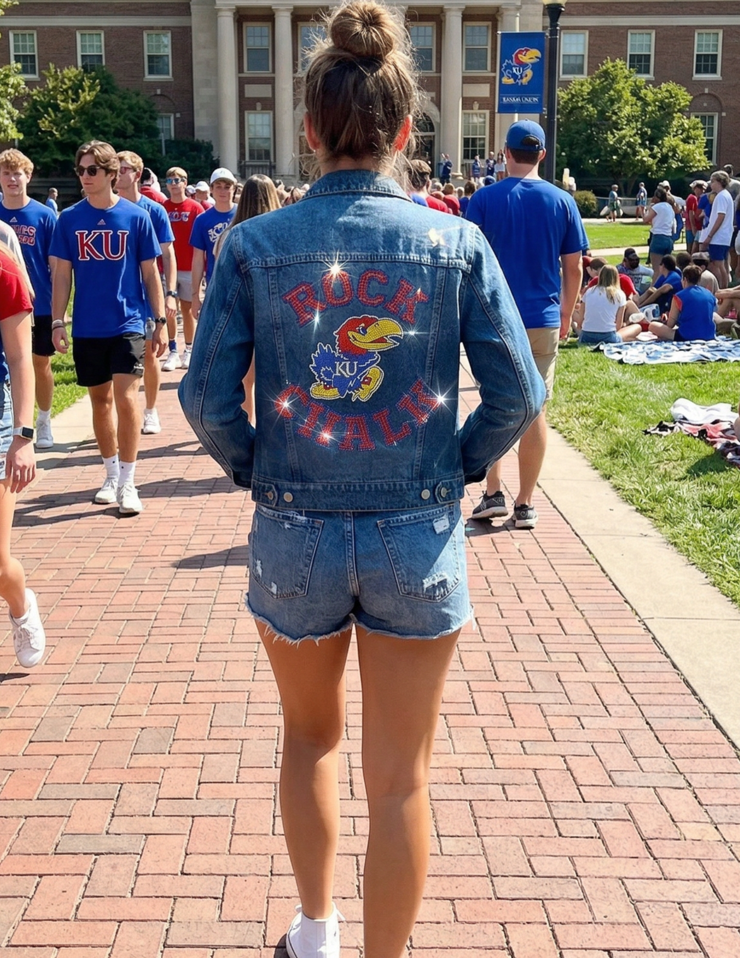 University of Kansas Jayhawk Rock Chalk Blue Denim Jacket