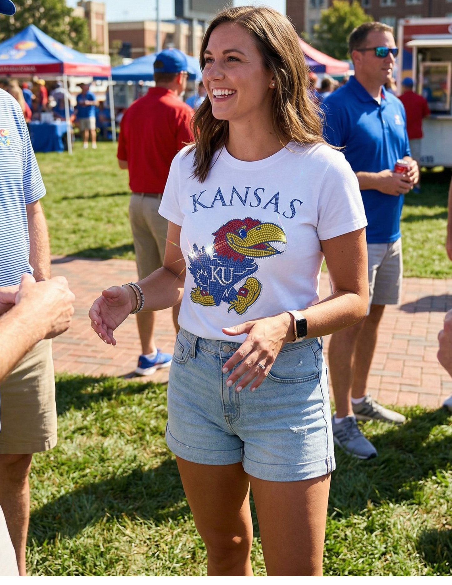 University of Kansas Jayhawks Kansas White Crewneck T-Shirt