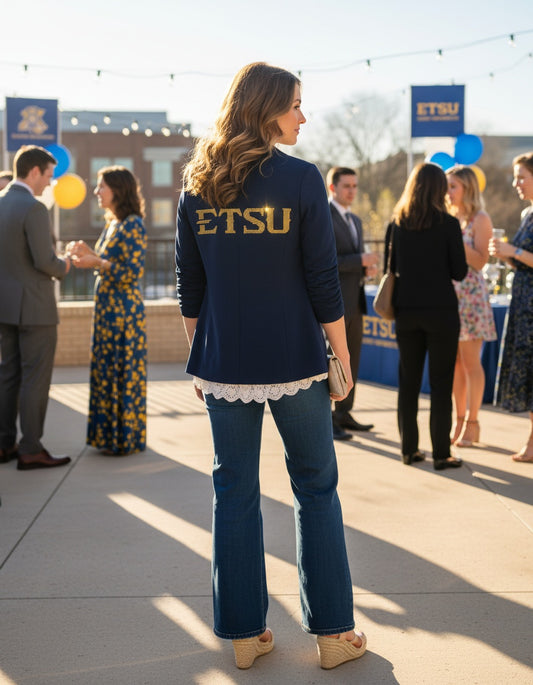 Licensed Game Day, Navy Blazer, East Tennessee State Est 1911