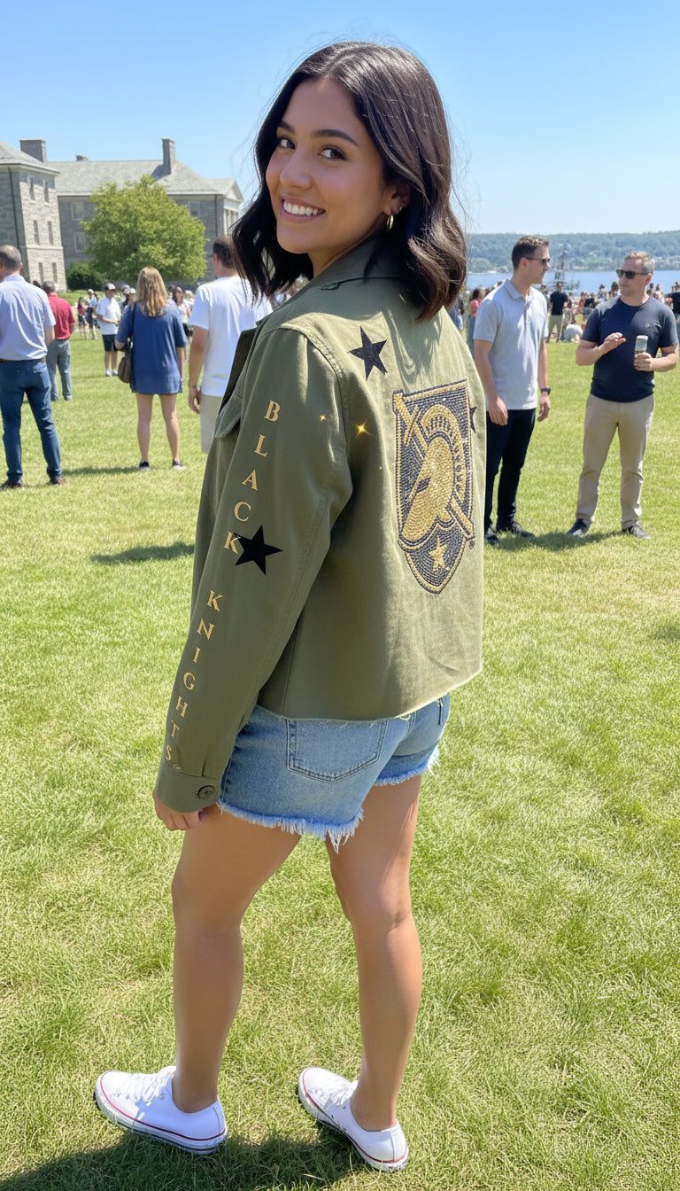 Licensed Game Day Shacket, Cropped Army Green, Army West Point Black Knights Shield