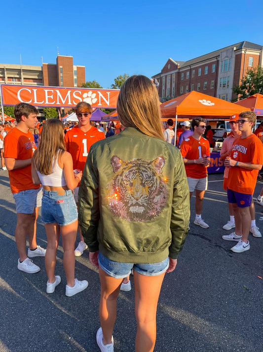 Clemson Tiger Face Green Bomber