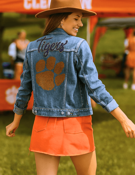 Licensed Game Day Jacket, Blue Denim, Clemson Tigers Paw