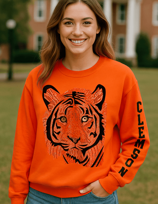 Sweatshirt, Crewneck Orange, Tiger Face