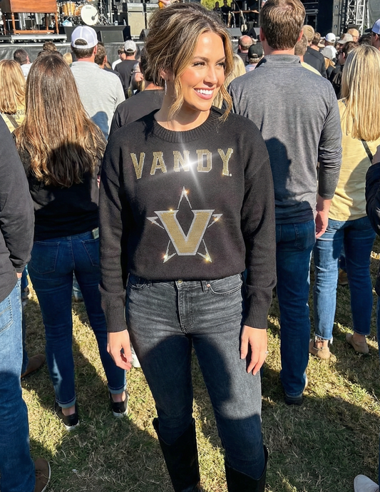 Vanderbilt Star V Vandy Crewneck Black Sweater