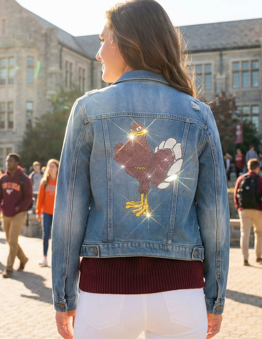 Virginia Tech Hokie Bird Blue Denim Jacket
