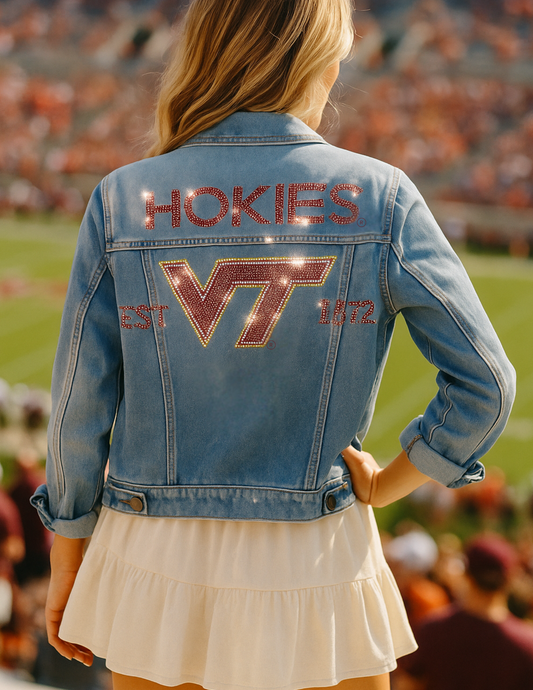 Licensed Game Day Jacket, Blue Denim, Virginia Tech EST 1872 Hokies