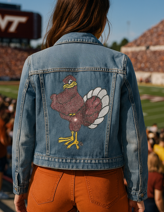 Licensed Game Day Jacket, Blue Denim, Virginia Tech Hokie Bird