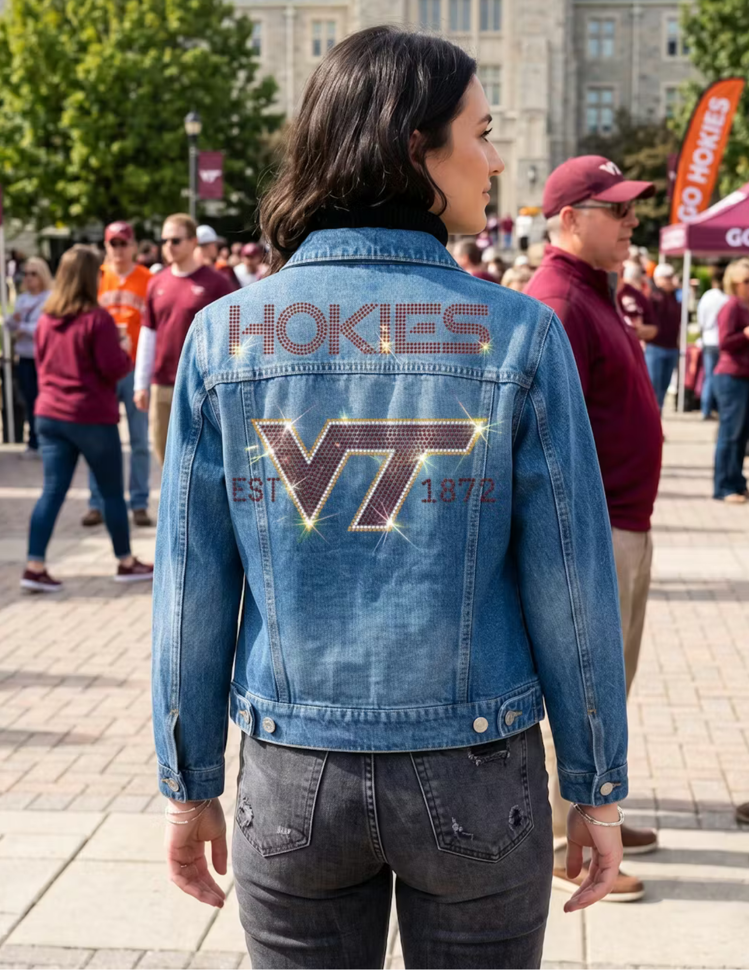 Virginia Tech EST 1872 Hokies Blue Denim Jacket