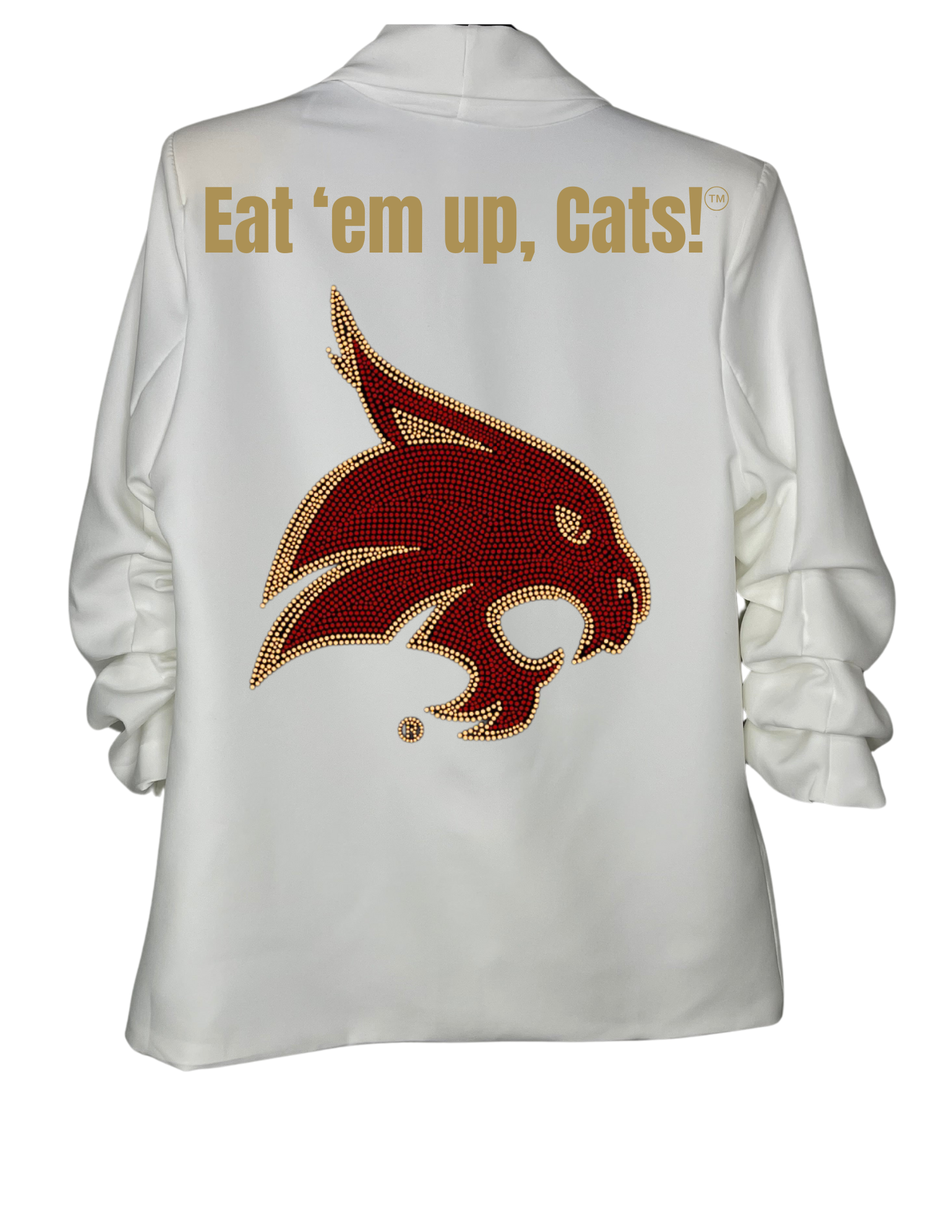 Texas State Bobcat White Ruched Sleeve Blazer