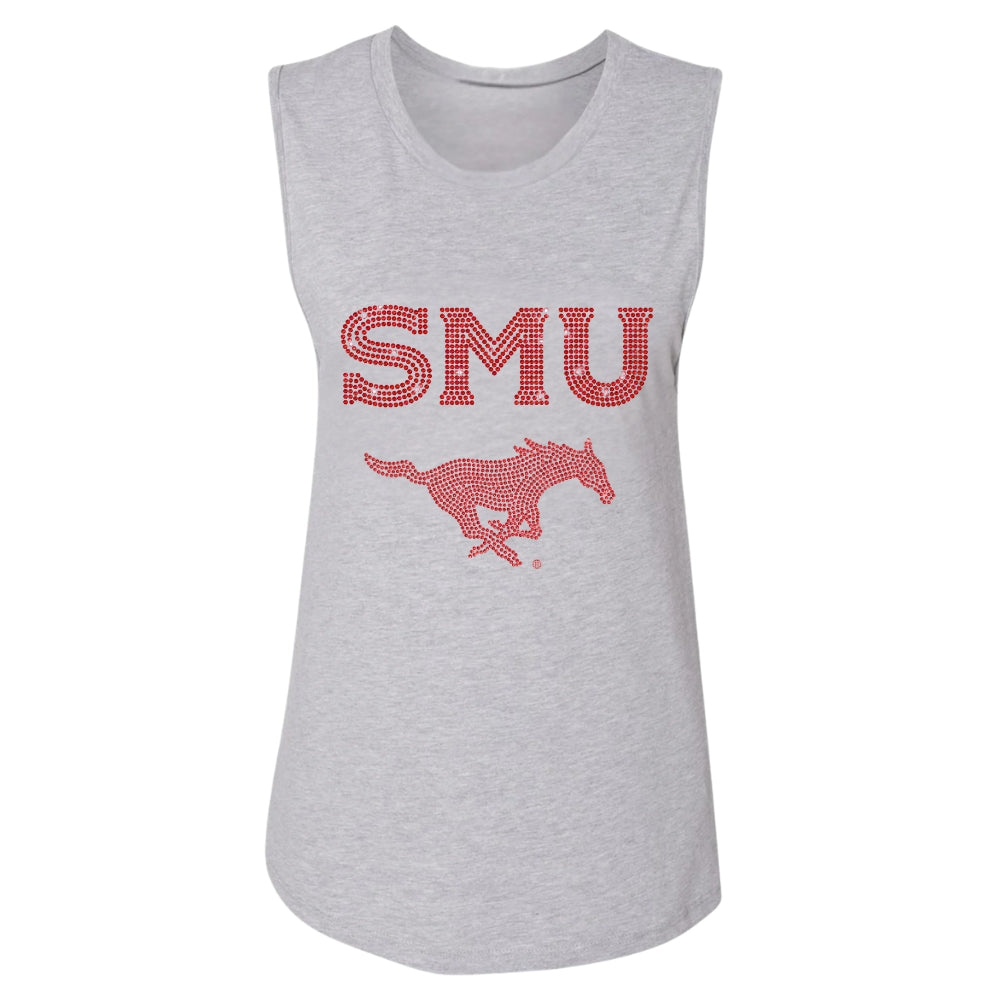 SMU Mustangs Gray Crewneck Tank Top