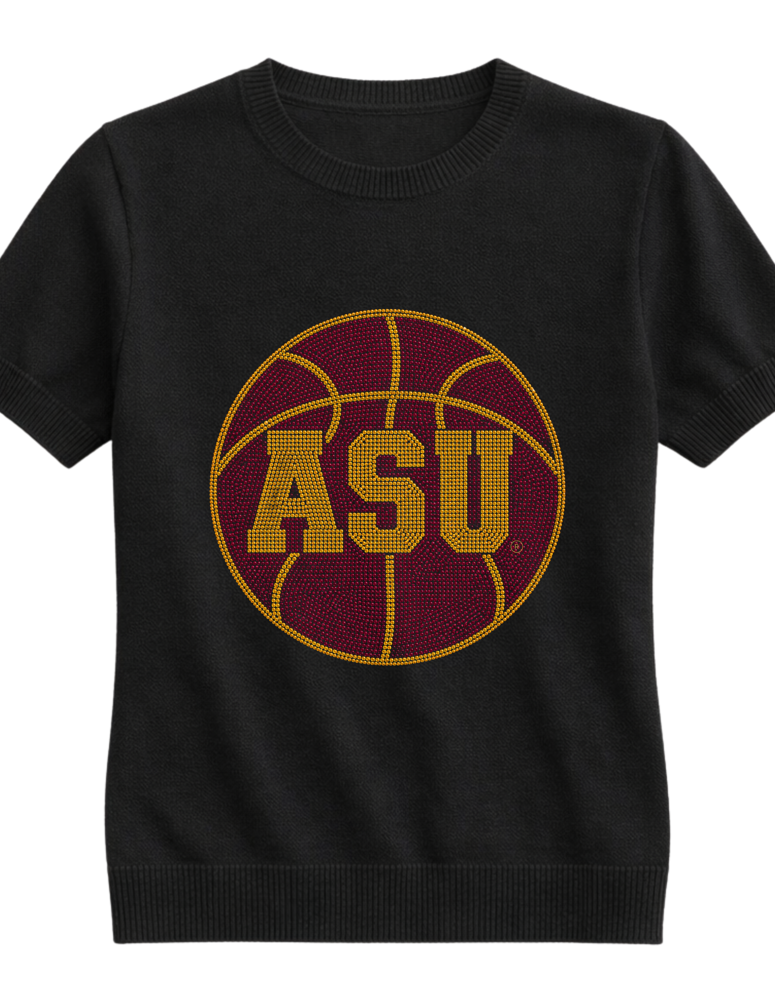 Arizona State Basketball ASU Black Short Sleeve Sweater