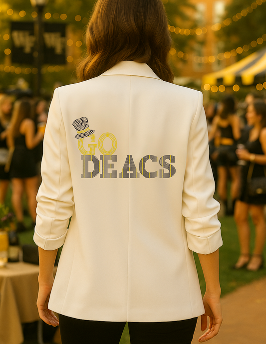 Licensed Game Day Blazer, Ruched White, Wake Forest Go Deacs