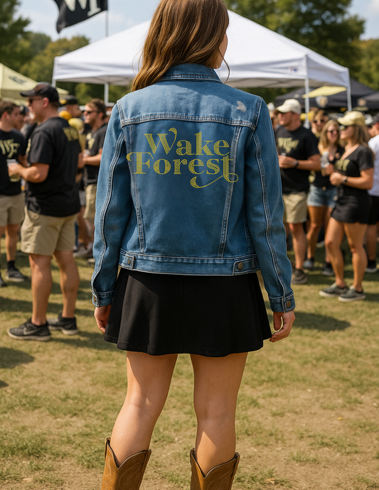 Licensed Game Day Jacket, Blue Denim, Wake Forest Script