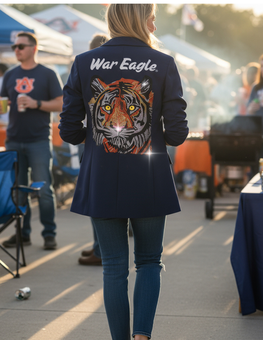 Licensed Game Day Blazer, Navy Ruched, Auburn Univ War Eagle Tiger