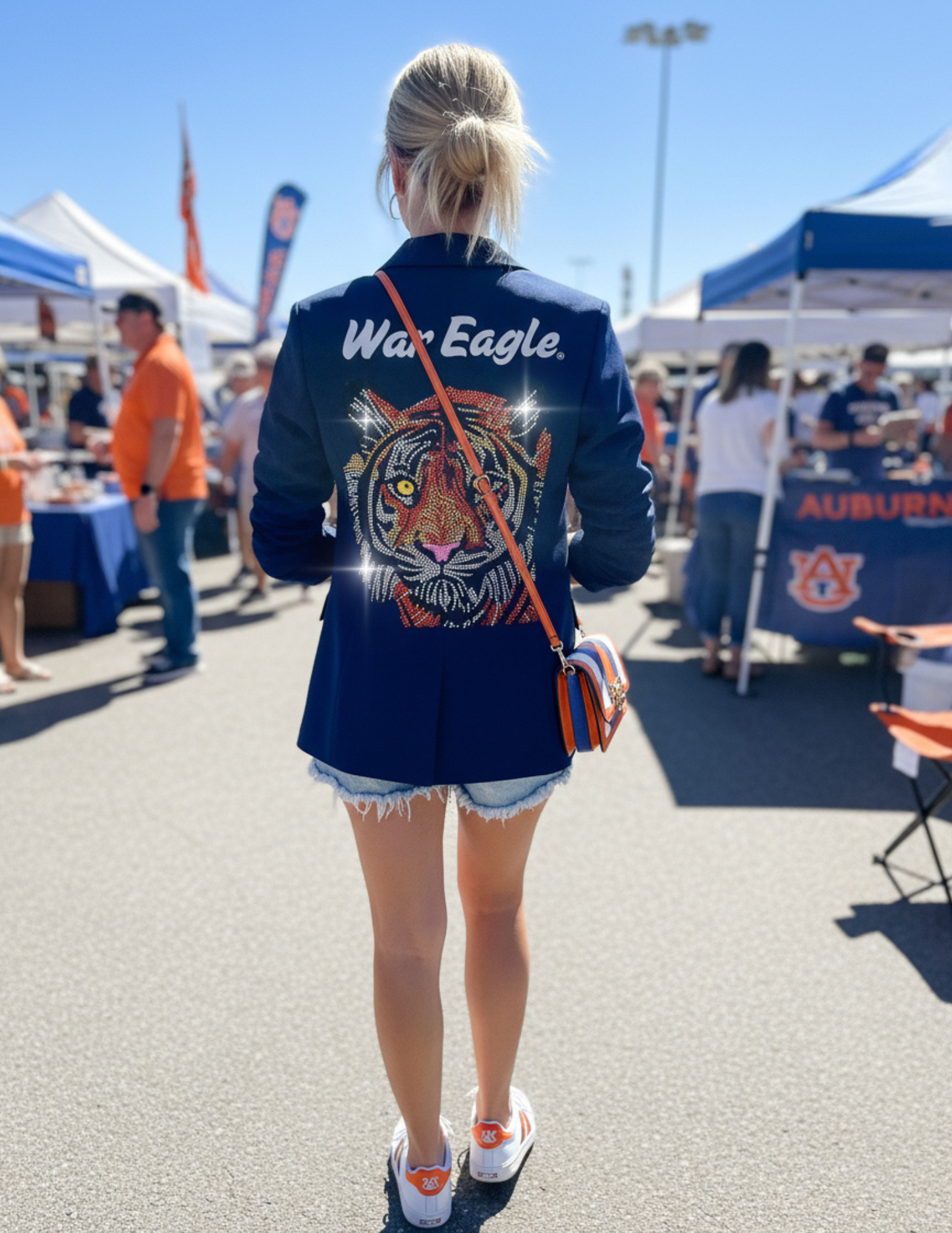 Licensed Game Day Blazer, Navy Ruched, Auburn Univ War Eagle Tiger