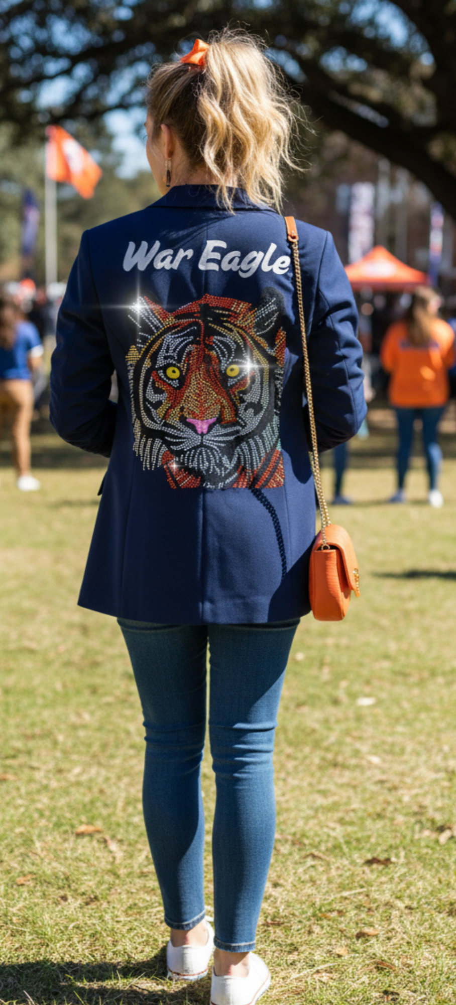Licensed Game Day Blazer, Navy Ruched, Auburn Univ War Eagle Tiger