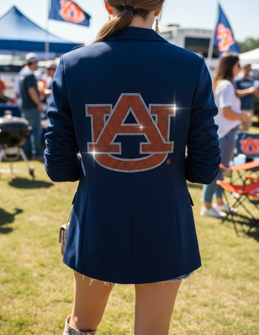 Licensed Game Day Blazer, Navy Ruched, Auburn Univ Orange AU