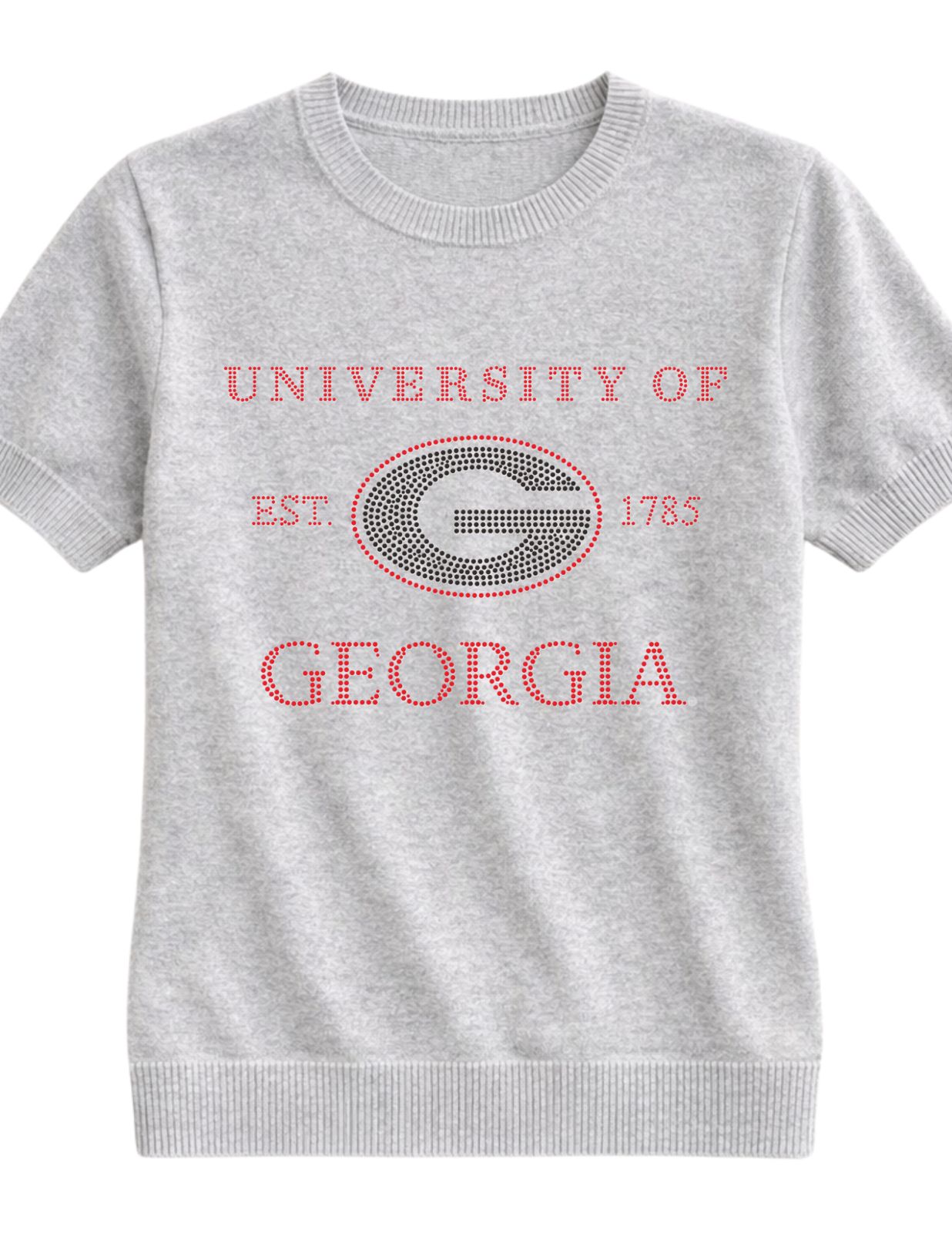 University of Georgia EST 1785 Gray Short Sleeve Sweater