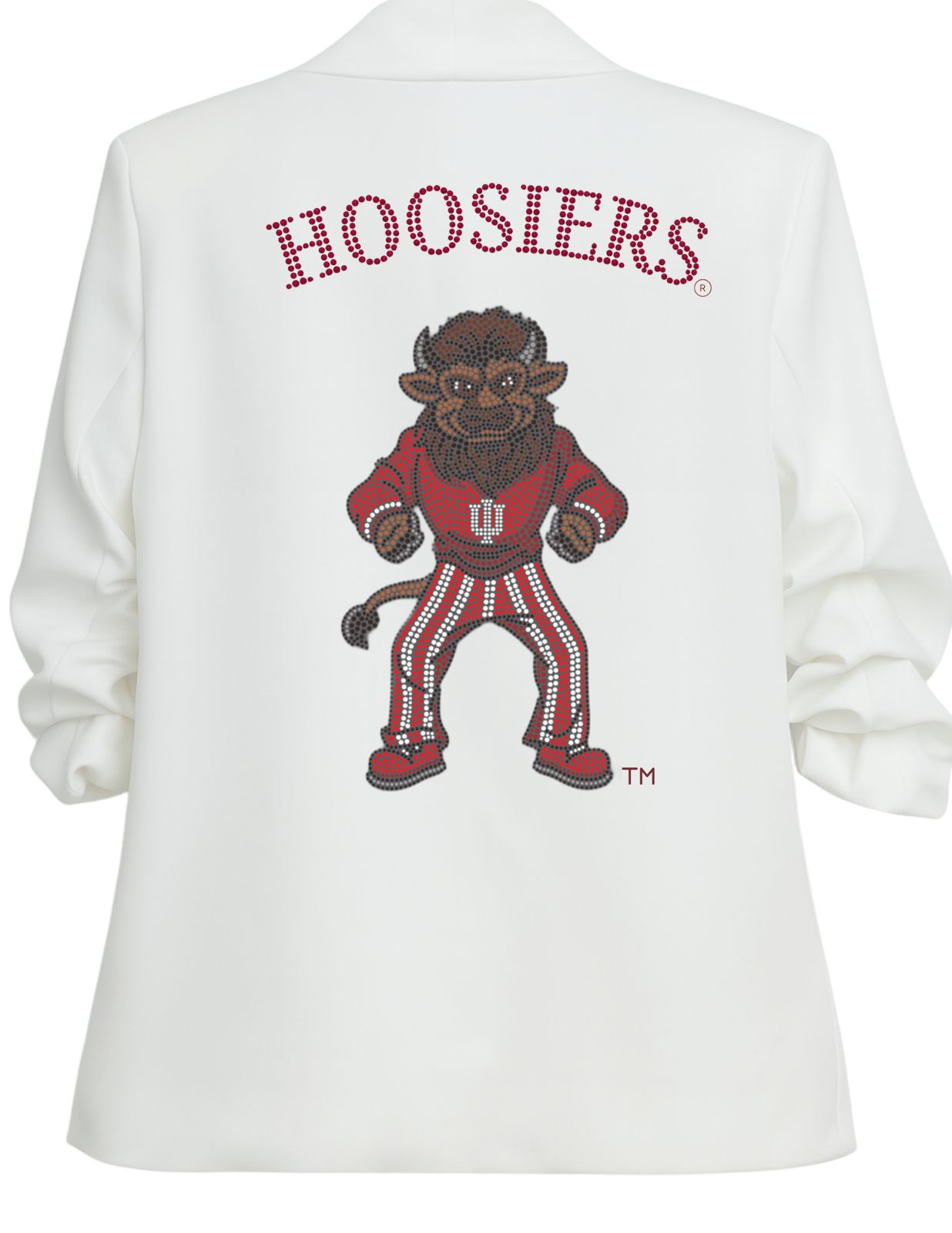 Indiana University Vintage Bison Mascot White Ruched Blazer