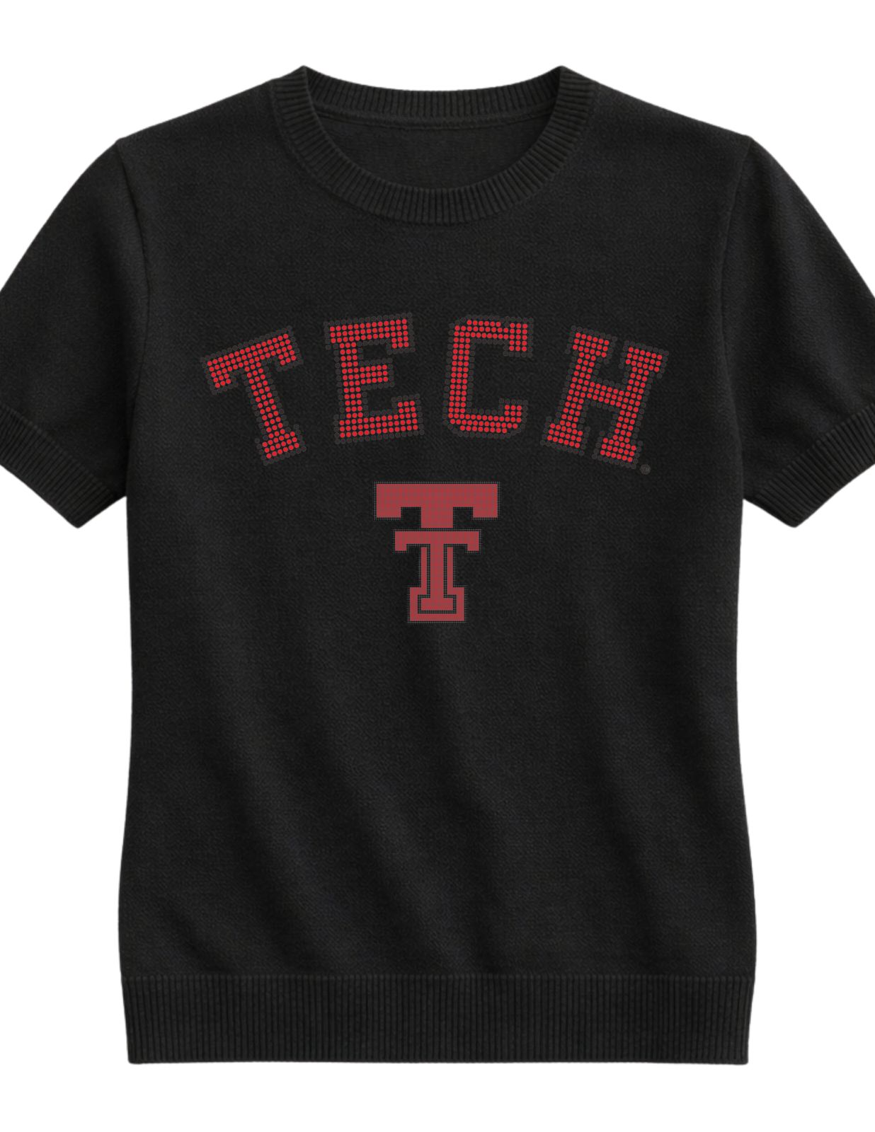 Texas Tech Small T Tech Black Short Sleeve Sweater
