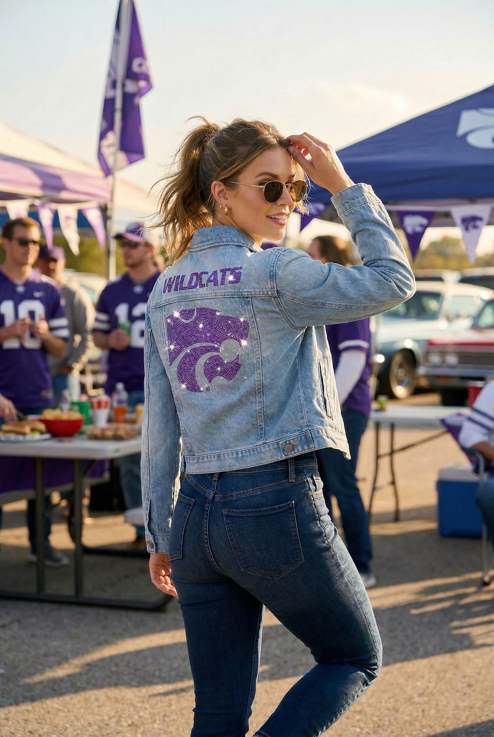 Game Day Jacket, Blue Denim, Kansas State Wildcats & Head