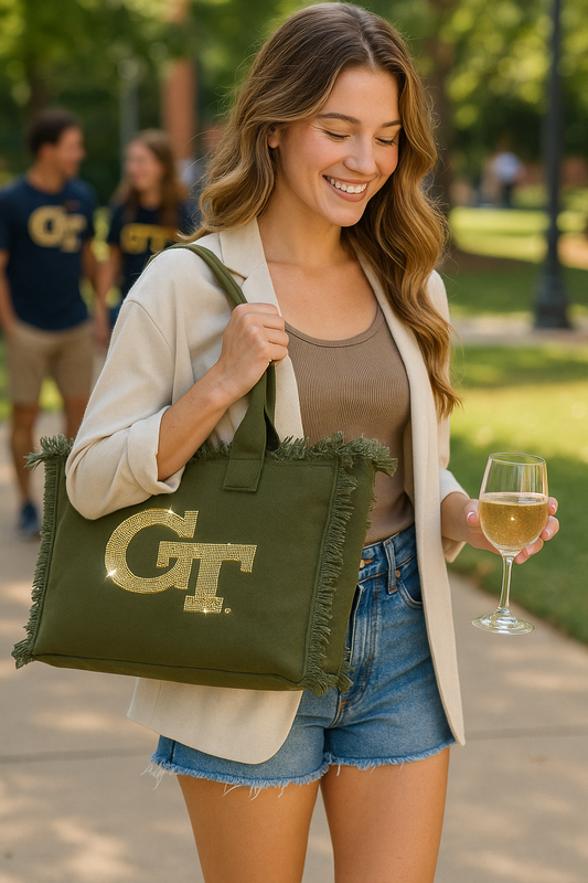 Green Canvas Tote Bag, Georgia Tech GT