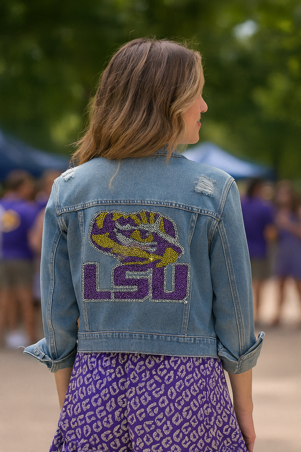 Licensed Game Day Jacket, Blue Denim, LSU w/ Tiger Eye