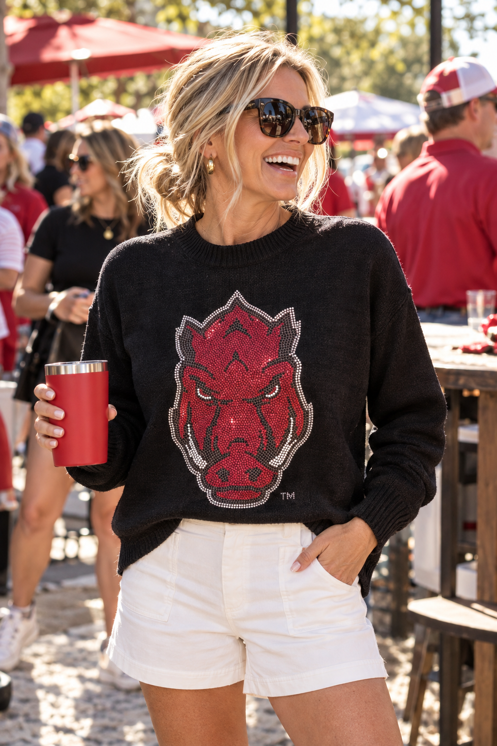 University of Arkansas Razorback Black Crewneck Sweater