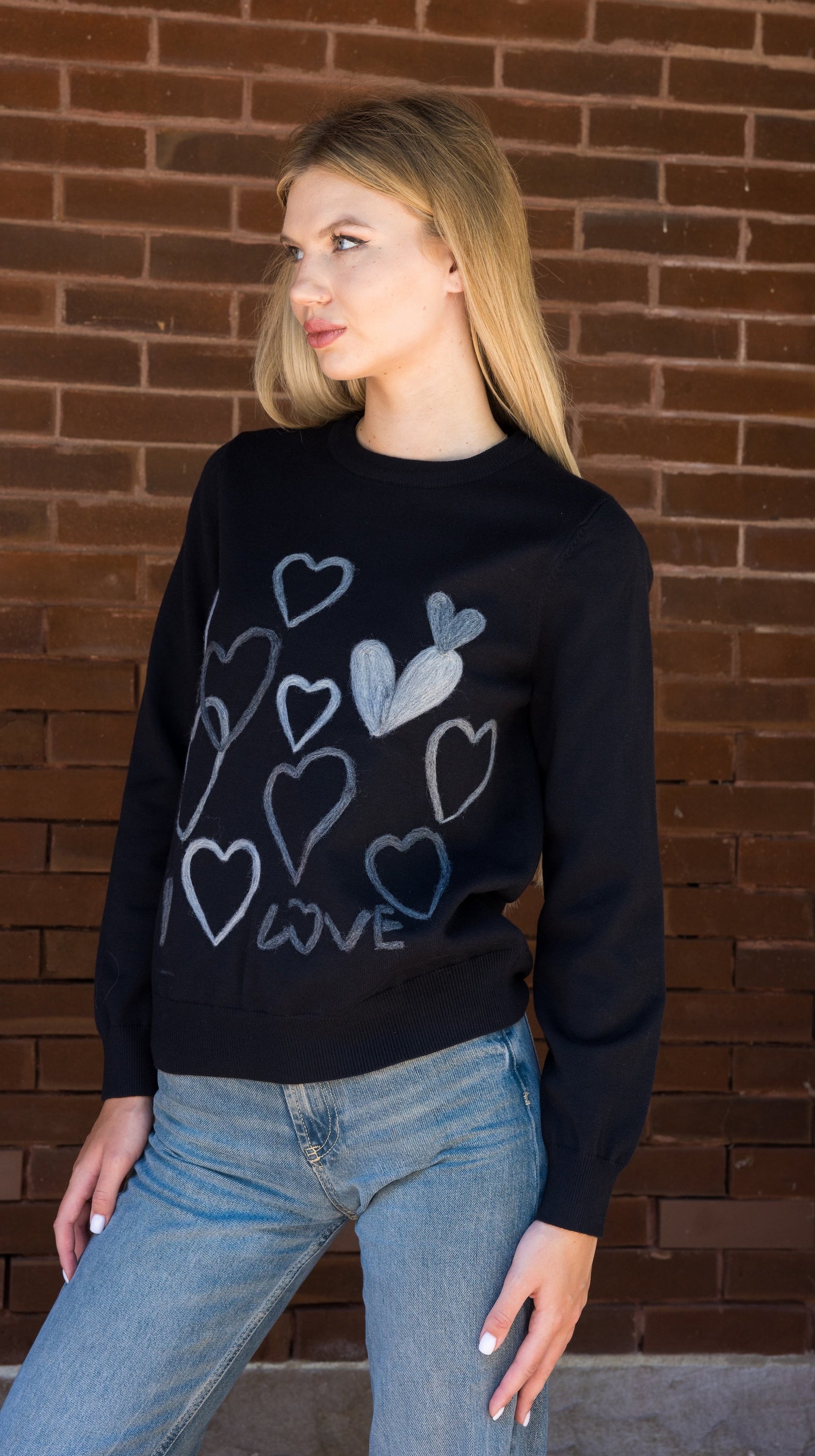 Soft Hearts Sweatshirt (Black) main image 1