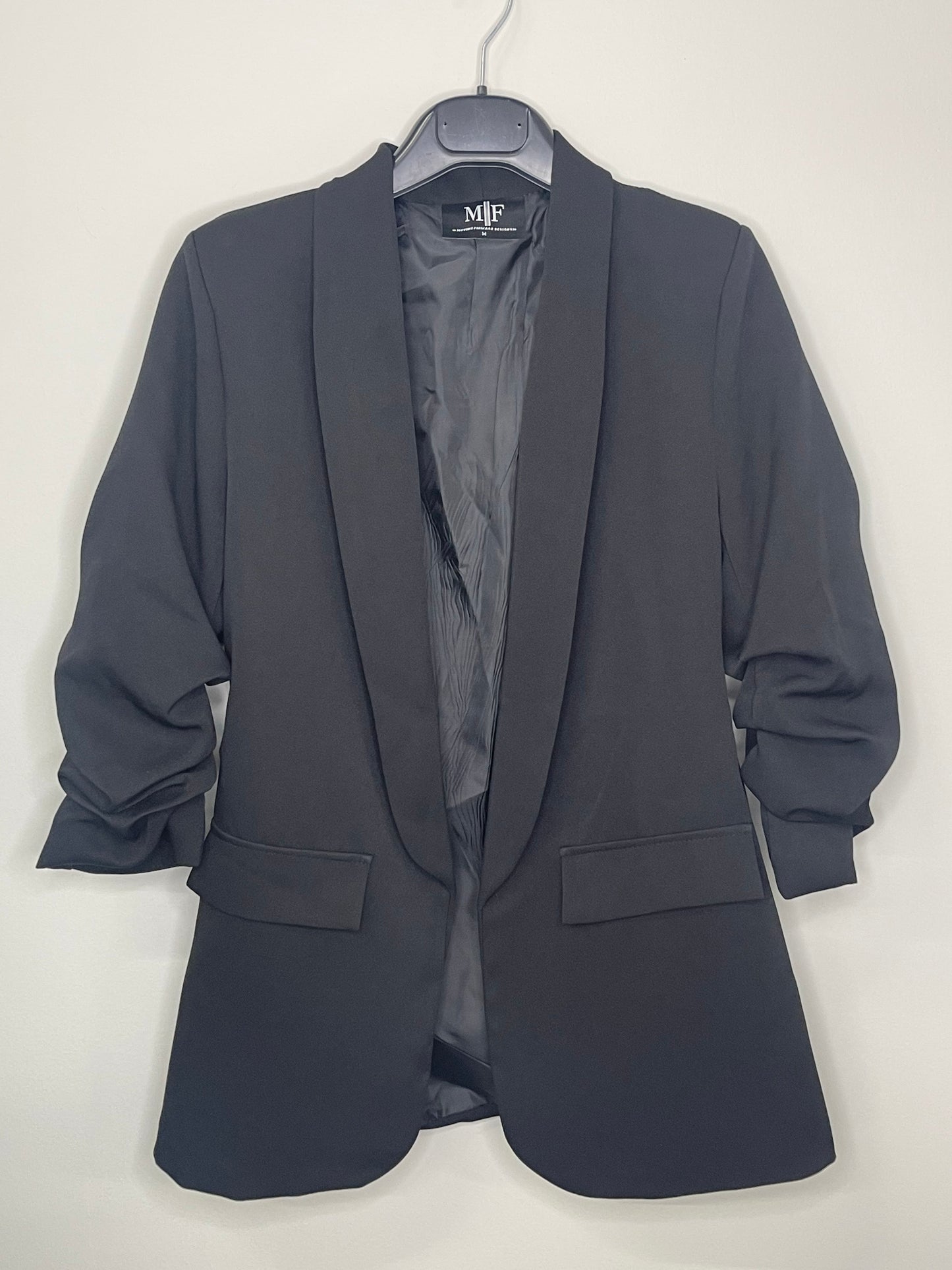 Blazer, Ruched Black, Iridescent Wings