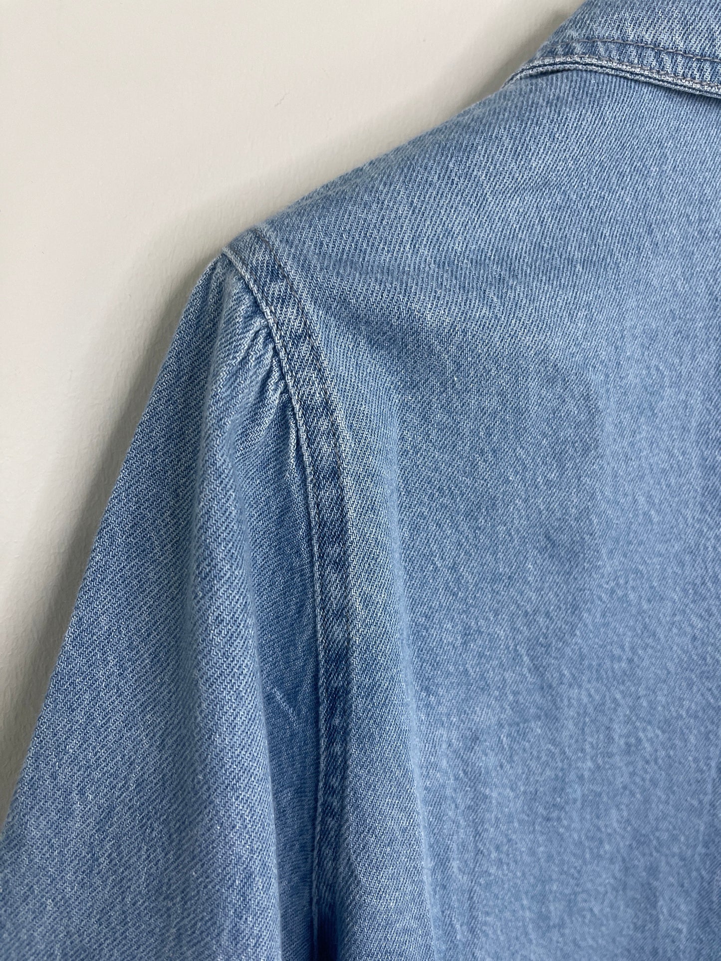 Shirt, Denim Shirred, Waterfall Pockets & Shoulder Line
