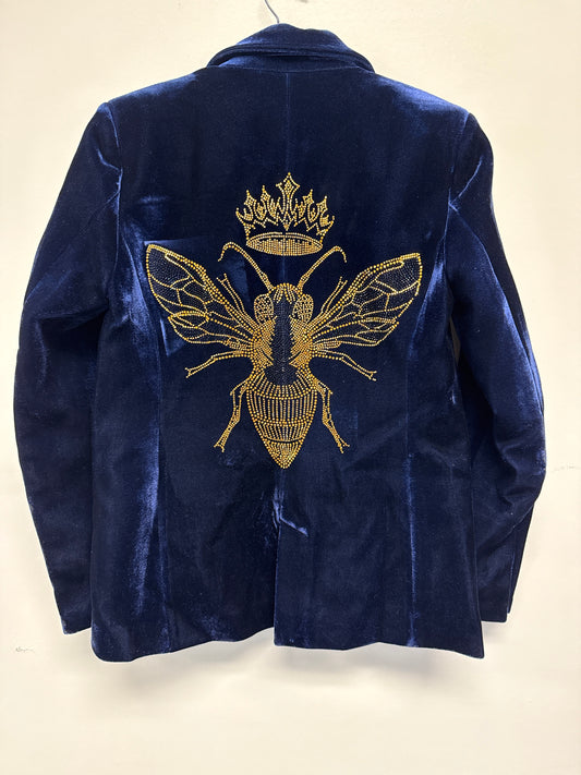 Blazer, Velvet Midnight Blue, Gold Queen Bee