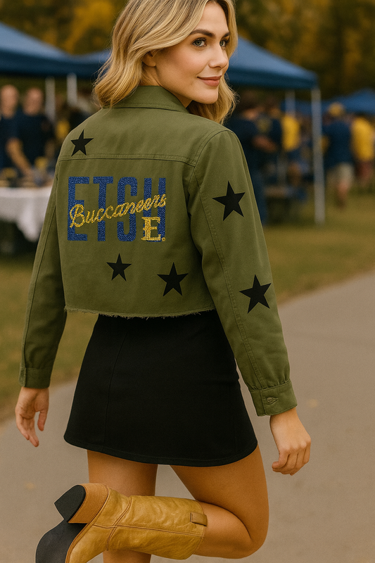 Licensed Game Day Shacket, Army Green, East Tennessee State ETSU Buccaneers