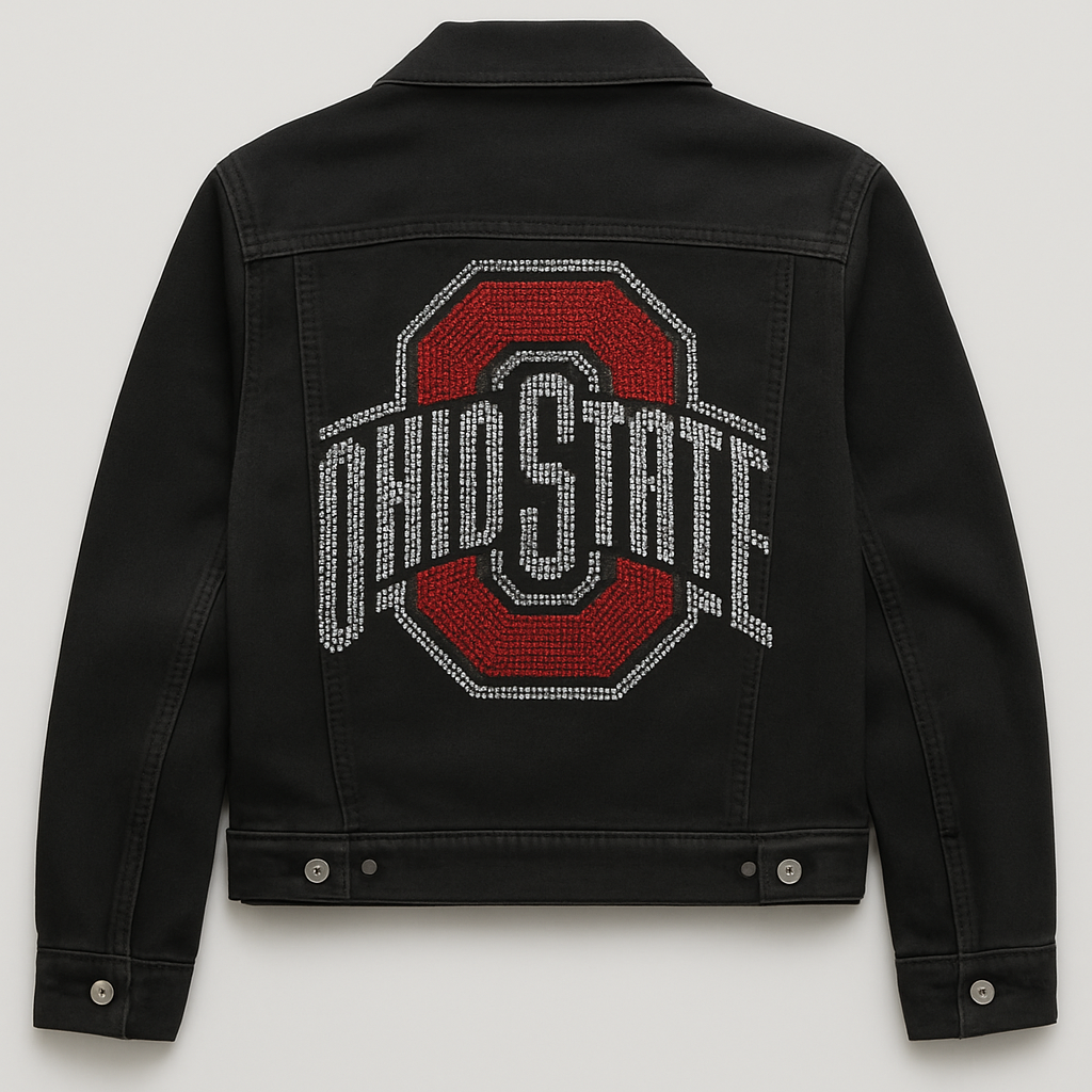 Licensed Game Day Jacket, Black Denim, Ohio State O Red