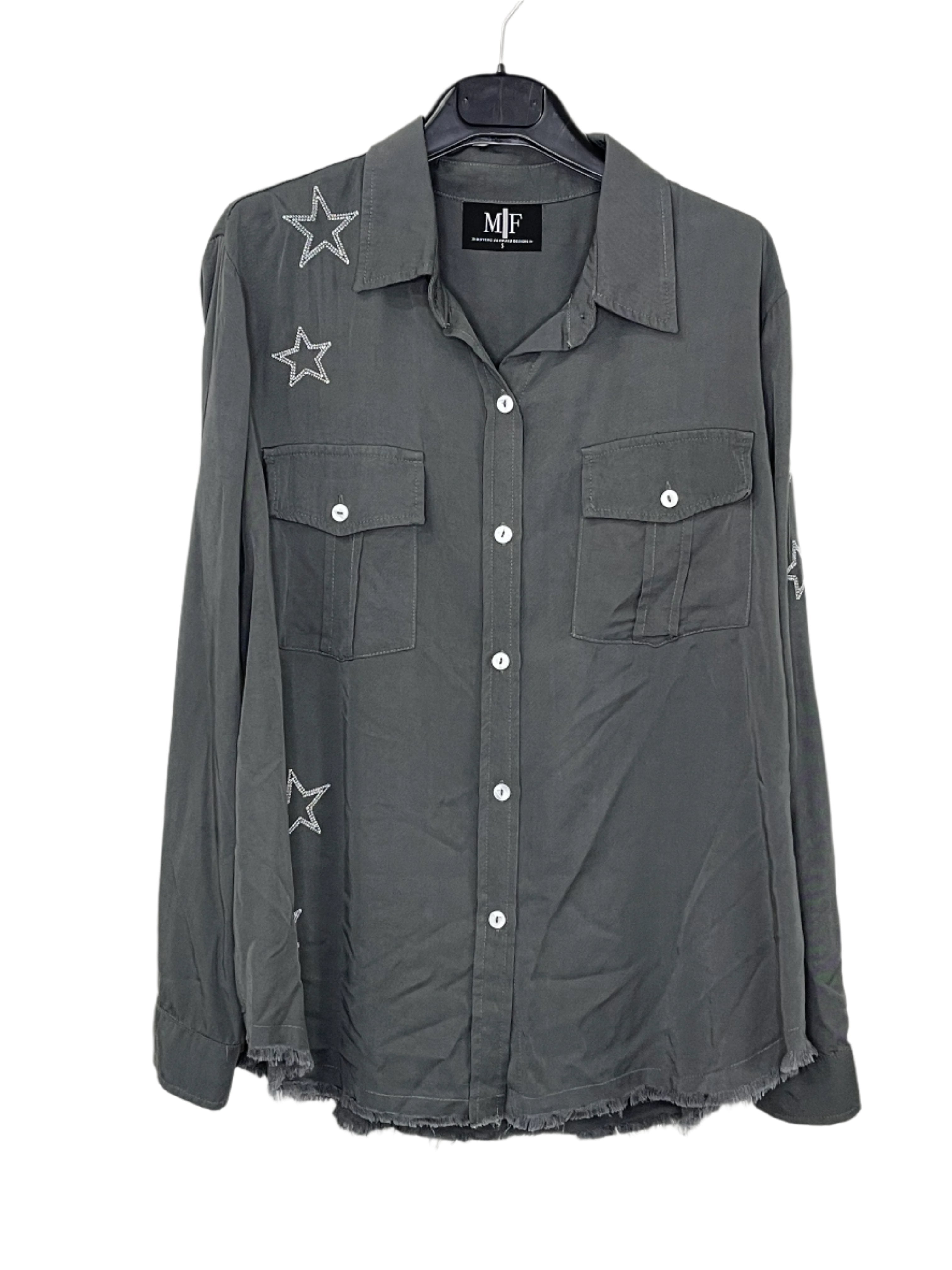Embroidered Star Gray Love Repeater Shirt