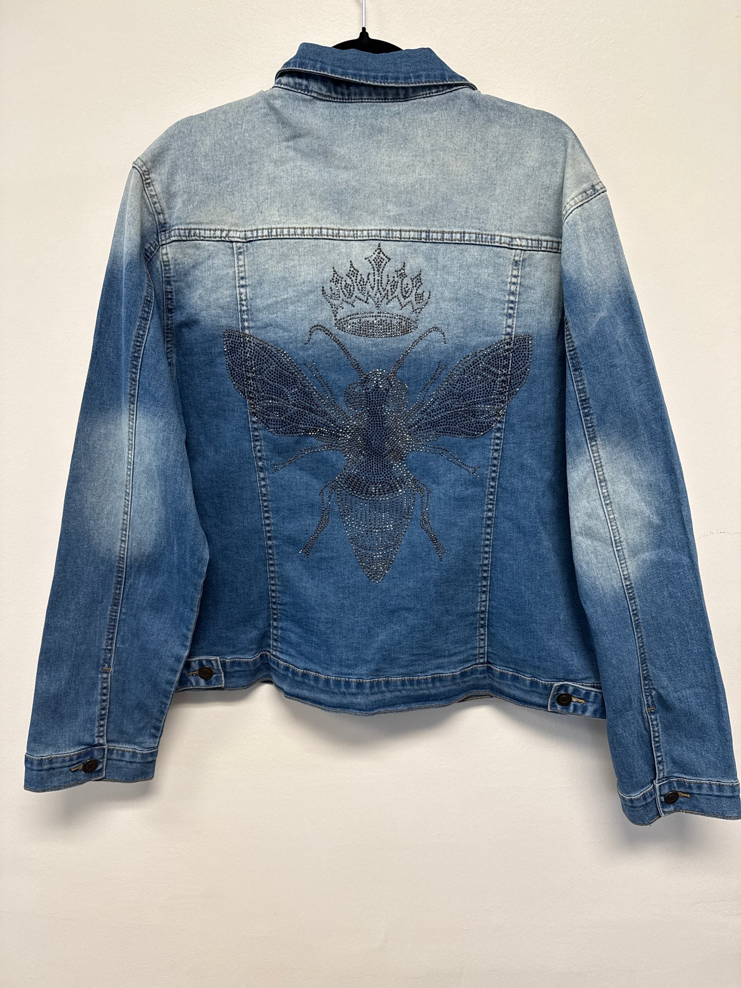 Jacket, Blue Denim Extended Size, Stretchy, Gunmetal Queen Bee