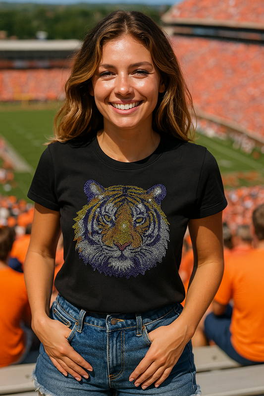 Licensed Game Day T-Shirt, Black, Clemson Tiger Face