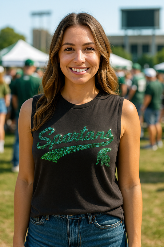 Licensed Game Day Tank Top, Black, Michigan State Spartan Script