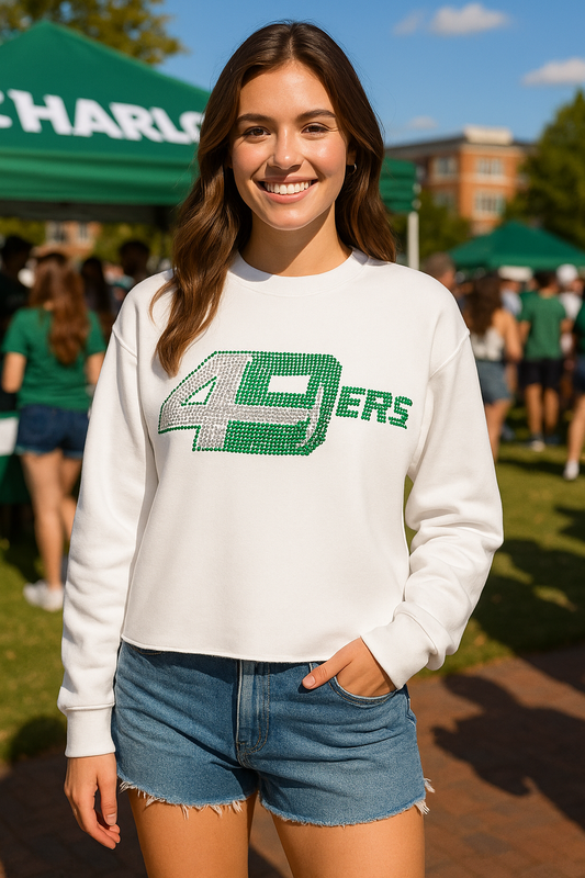 Licensed Game Day Sweatshirt, White, Univ of N Carolina Charlotte 49ers