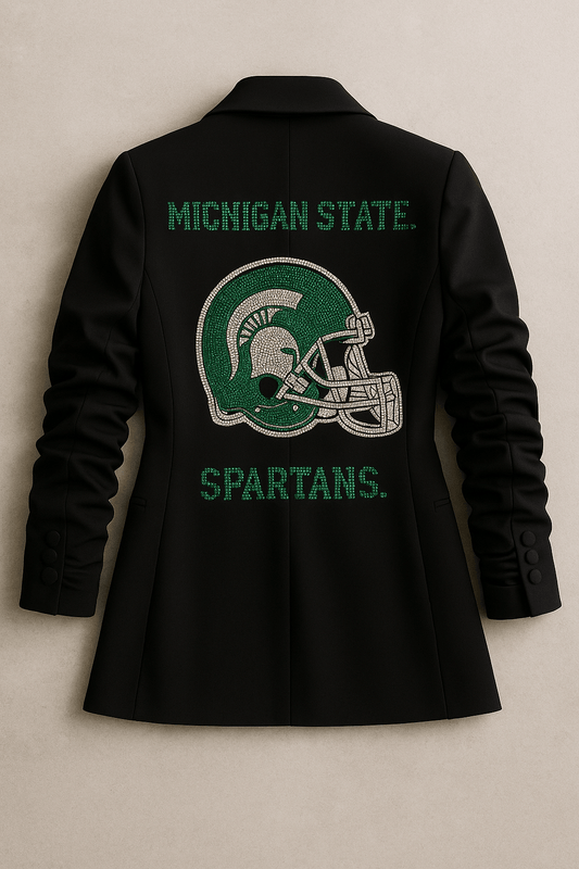 Licensed Game Day Blazer, Black Ruched, Michigan State Spartans & Football Helmet