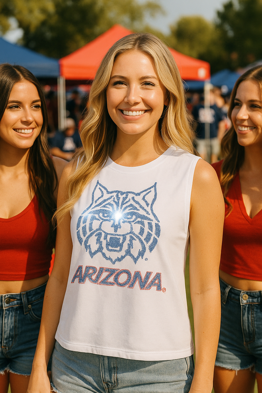 Licensed Game Day, White Tank Top, University of Arizona Script Wildcat